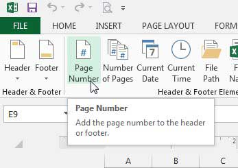 insert page no. in excel for mac