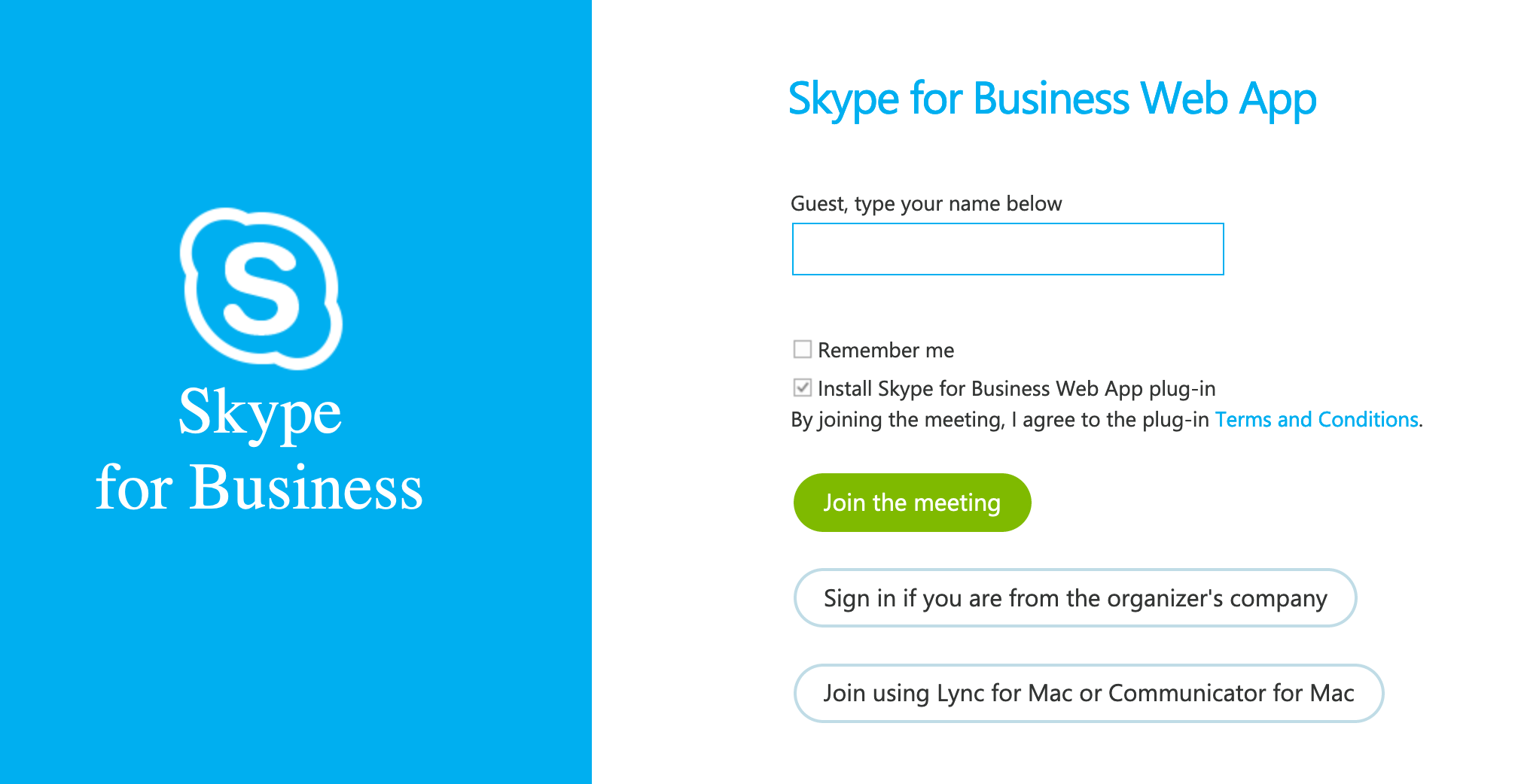 sign in to skype for business fro mac